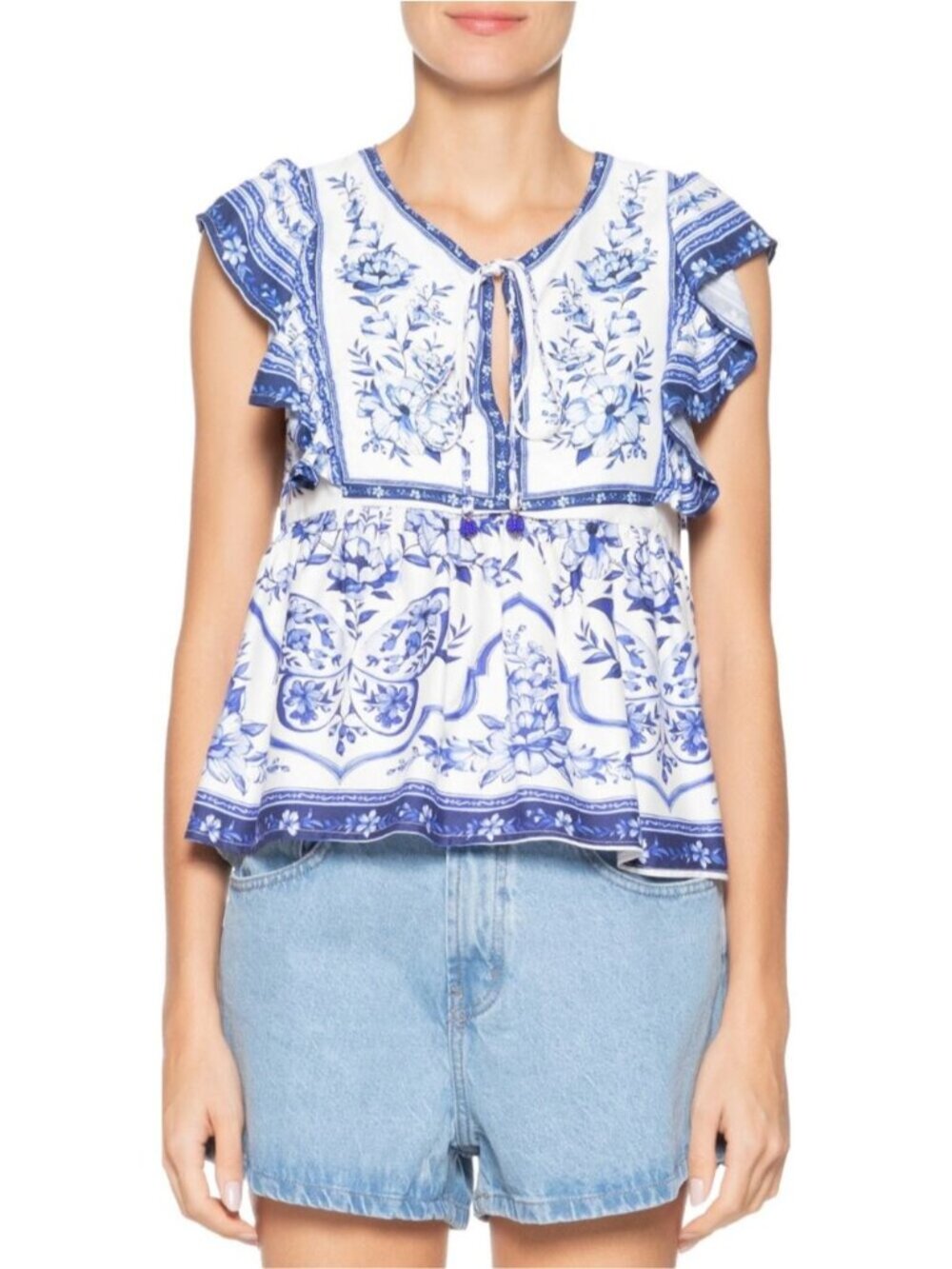 FARM RIO Jardim de Porcelana Blouse Size Small